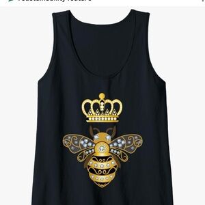 Port and Company Black Tank Top with Gold and White Bee Crown Graphic